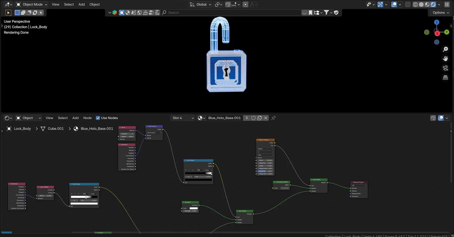 Blender-Arbeitsoberfläche mit Material-Nodes