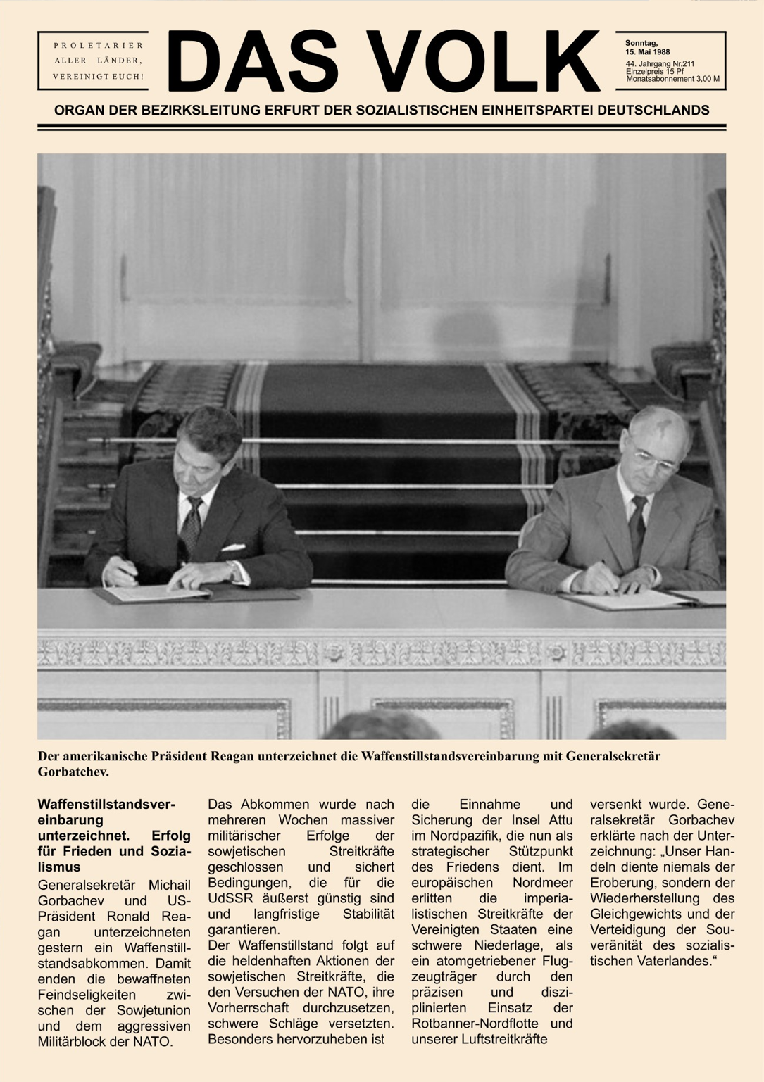 Fiktive deutsche In-Game-Zeitungsseite Das Volk für Sea Power